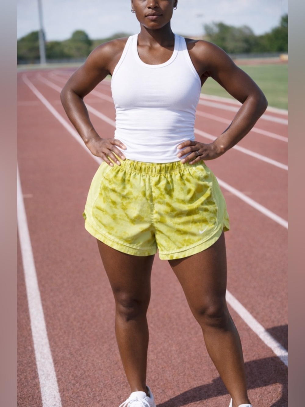 Nike | Green Yellow Camo Dri-Fit Athletic Running Shorts - Size L